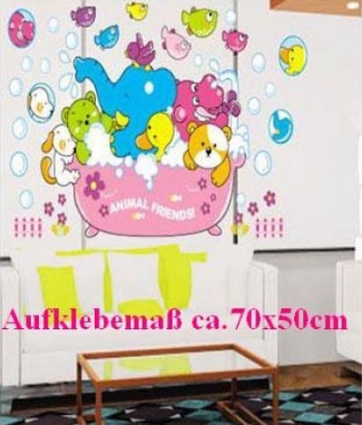 Wallstickers - Dyrevenner i Badekar
