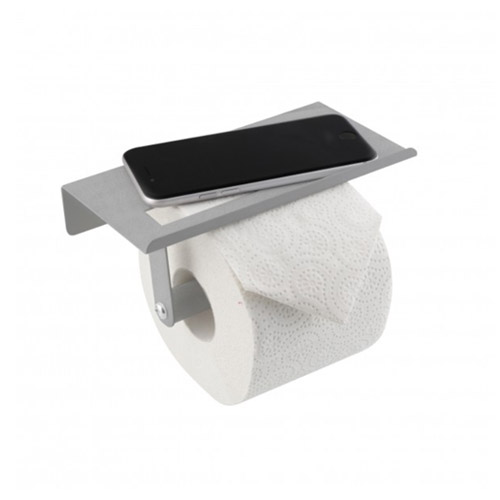 Toiletrulleholder til væg med hylde - Grå