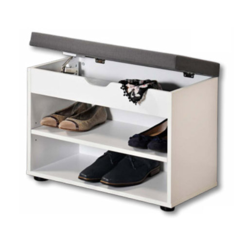 Skoreol i hvid med hynde - 2 hylder