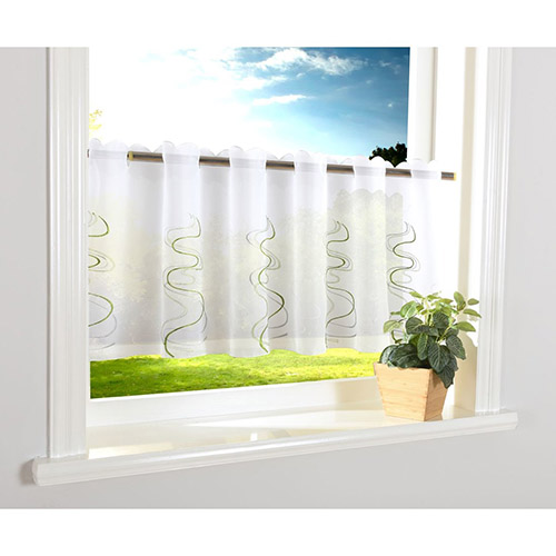 Færdigsyet cafegardin - Waves grøn