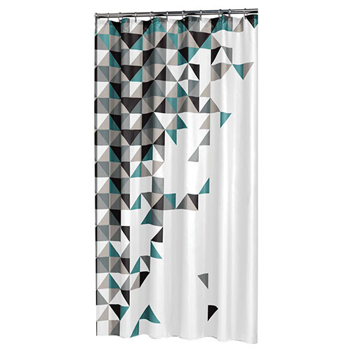 Badeforhæng Tangram sort - 180 x 200 cm.