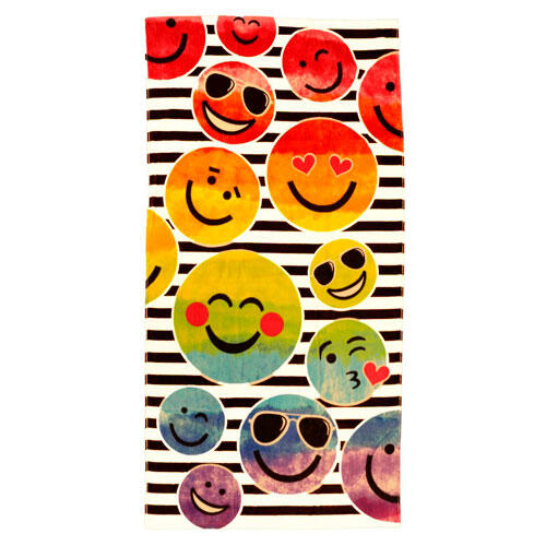 Strandhåndklæde - Smileys 80 x 160 cm.