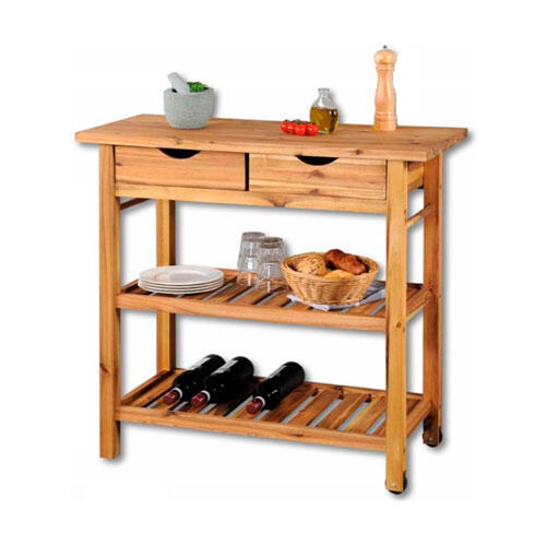 Køkkenvogn i akacietræ 85 x 90 x 40 cm.