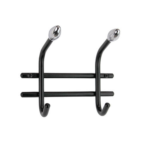 Sort knagerække i stål - 2 knager