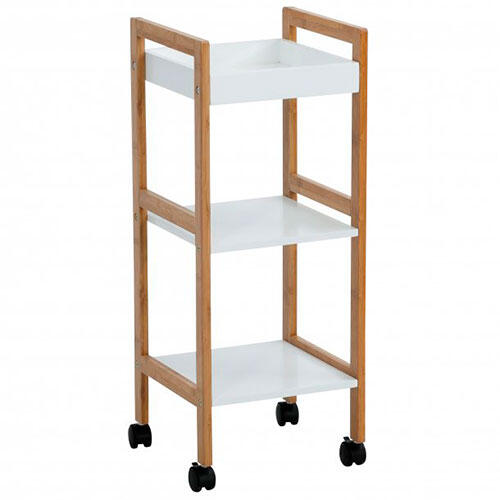 Reol i bambus og MDF på hjul - 3 hylder