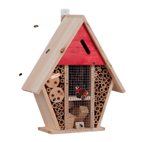 Insekthotel i træ - 30 x 25 x 11 cm.