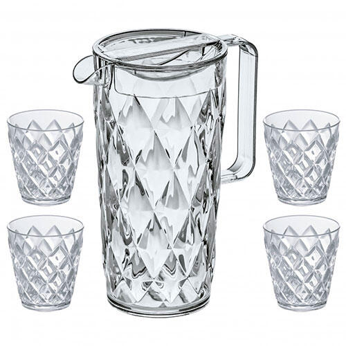 Kande med 4 glas Crystal