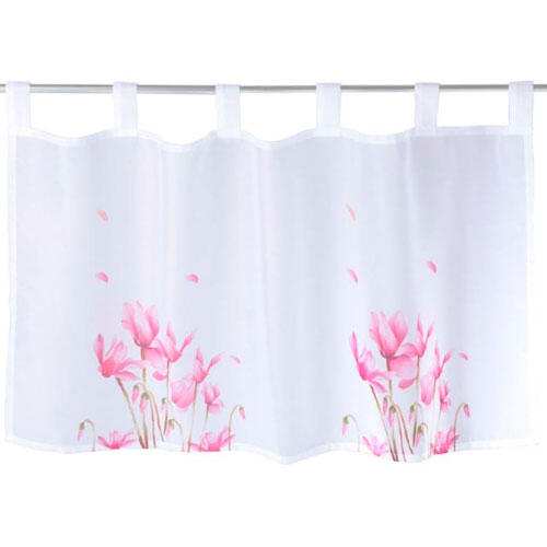 Cafegardin rosa blomst 45 x 85 cm.