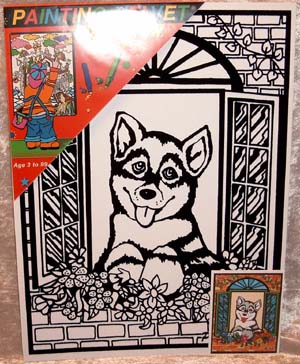 Painting Velvet 28x37 cm. Hund i Vindue