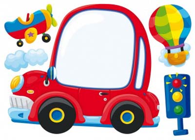 Wallstickers  - Bil med whiteboard tavle