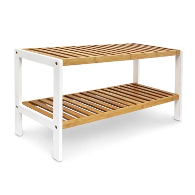 Bambus skoreol 2 Hylder Hvid og Natur