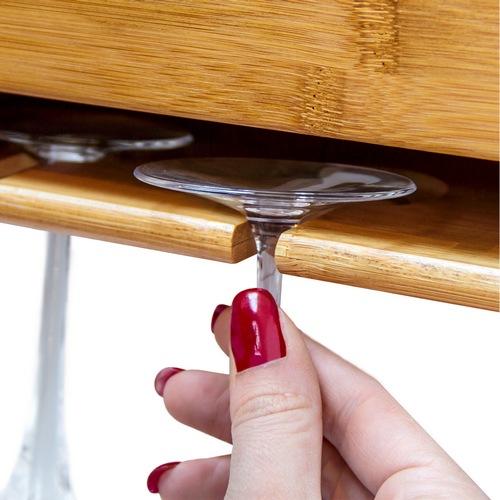 Vinhylde i Bambus til flasker med glasophæng