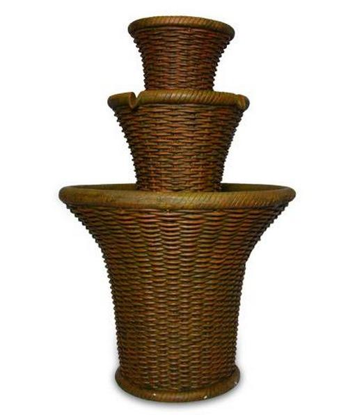 Vandfontæne Rattan med planteskål