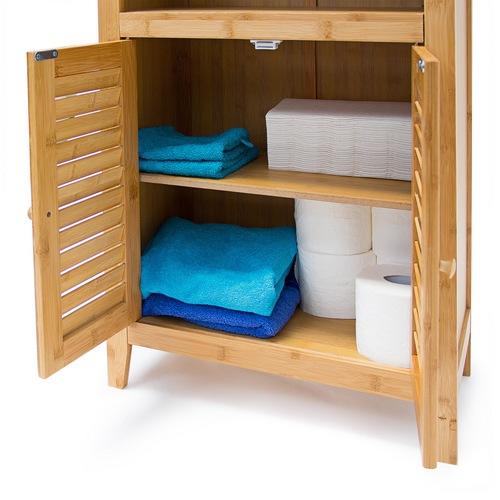 Skab med Lamellåger og hylde i Bambus