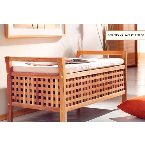 Bænk med opbevaringsrum i valnød