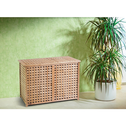 Vasketøjskurv dobbelt med låg i valnøddetræ