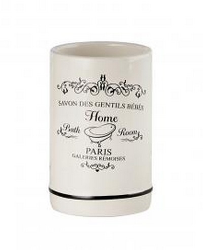 Tandkrus Paris hvid keramik med sort tekst