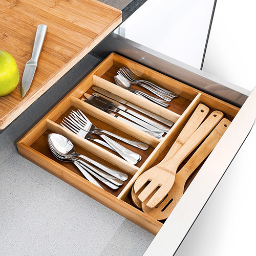 Bestikbakke i bambustræ - 5 rum