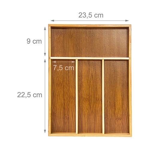 Bestikbakke i bambustræ med 4 rum