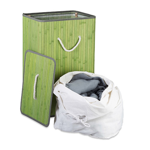 Sammenklappelig vasketøjskurv i grøn