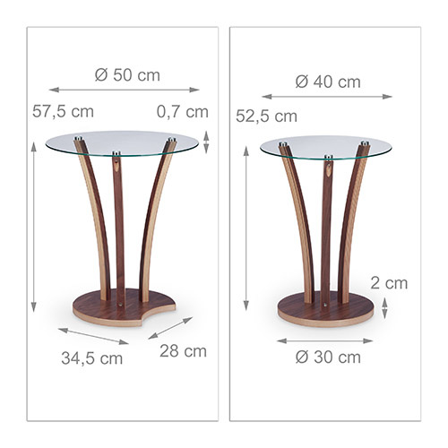 Bordsæt i træ og glas
