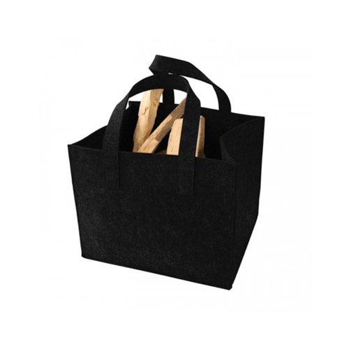 Brændekurv i filt - Sort