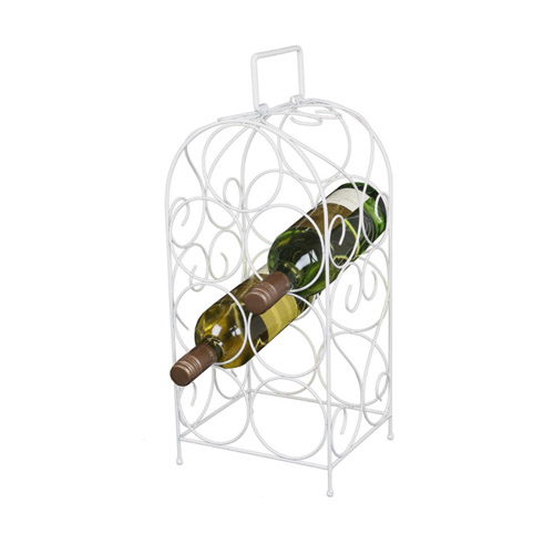 Vinreol i metal til 7 flasker - Antik hvid