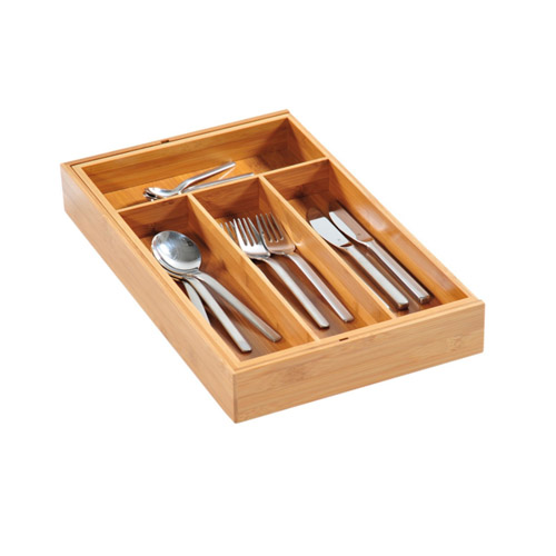 Justerbar bestikbakke i bambustræ - 5-6 rum