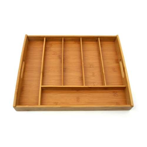 Bambus bestikbakke med bærehåndtag