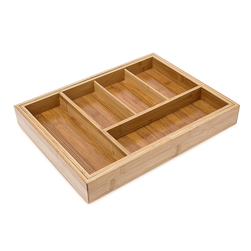 Justerbar bestikbakke i bambustræ - L