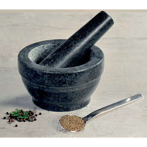 Granit morter med støder - Sort