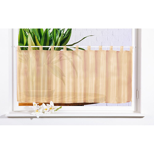 Færdigsyet cafegardin sandfarvet