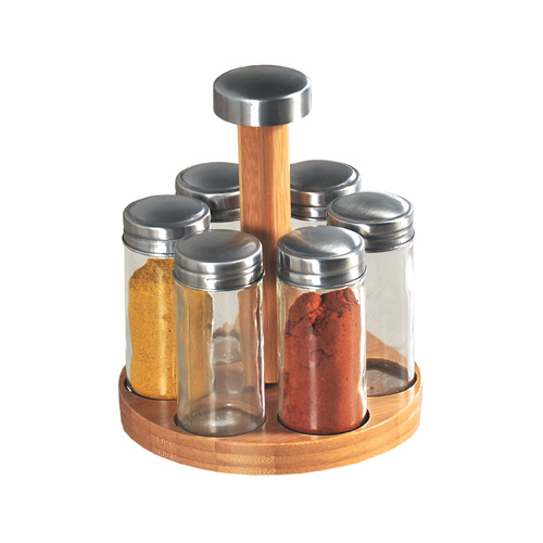 Krydderistander i bambus - 6 glas