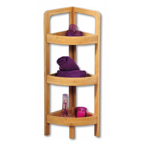 Hjørnereol i bambus - 3 hylder