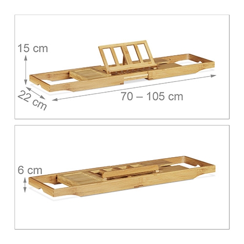Badekarshylde i bambustræ - Justerbar