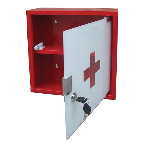 Medicinskab - Rød med kors