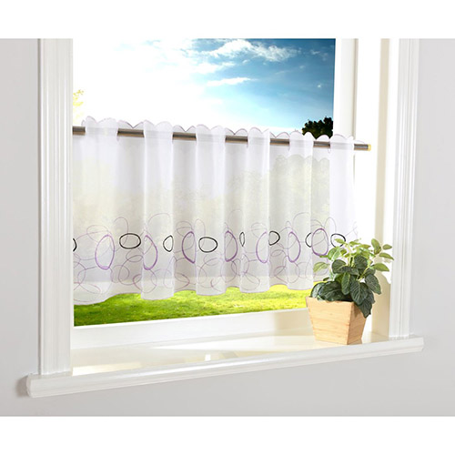 Færdigsyet cafegardin - Aura lilla