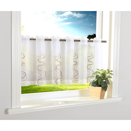 Færdigsyet cafegardin - Waves brun