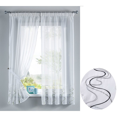 Køkkengardin sæt - Waves sort