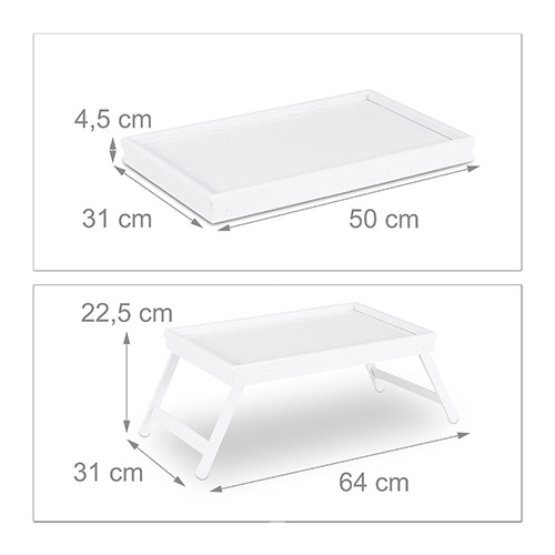 Hvid sengebakke i bambus