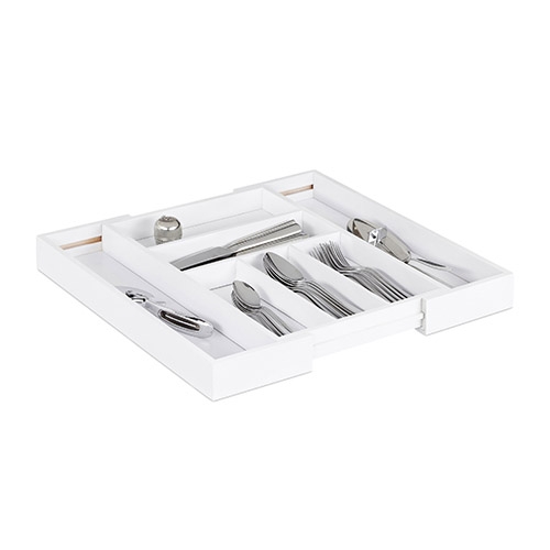 Bestikbakke i bambus - Hvid