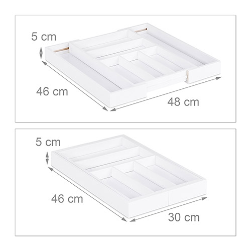 Hvid bestikbakke - Justerbar 5-7 rum