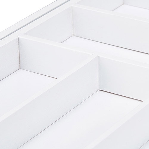 Bestikbakke i robust bambustræ - Hvid