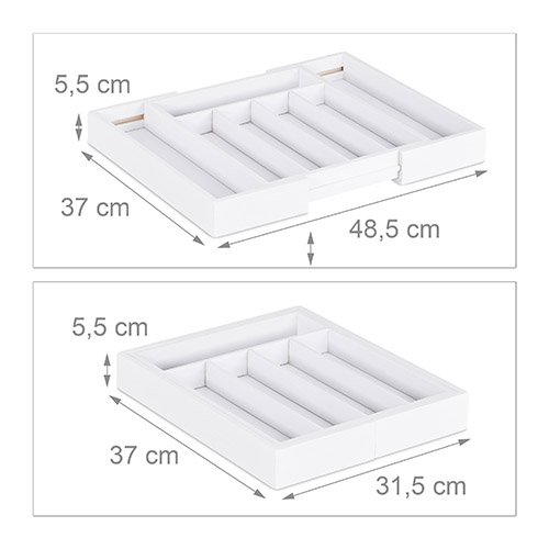 Justerbar bestikindsats i bambustræ - Hvid