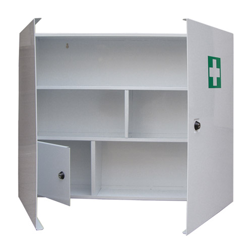 Medicinskab i hvid med kors - XXL