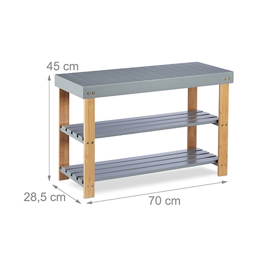 Skostativ i bambus med siddeplads - Grå