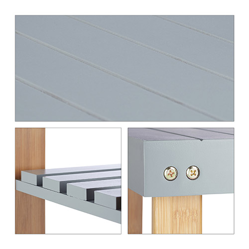 Bambus skoreol med siddeplads - Grå