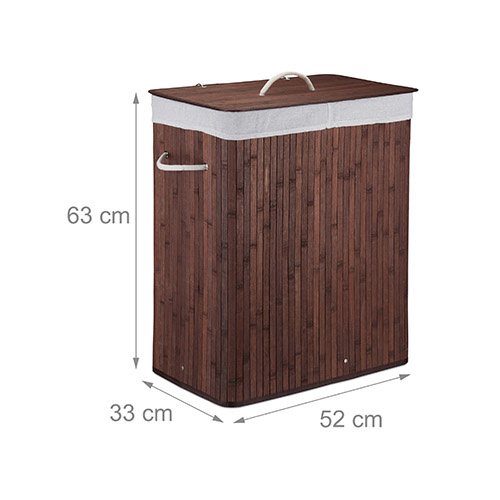 Dobbelt vasketøjskurv i brun bambus