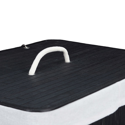 Sammenklappelig vasketøjskurv med låg - Sort