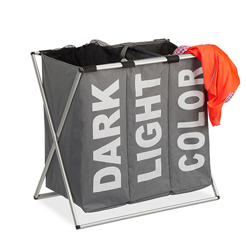 Vasketøjskurv tredelt - Mørkegrå